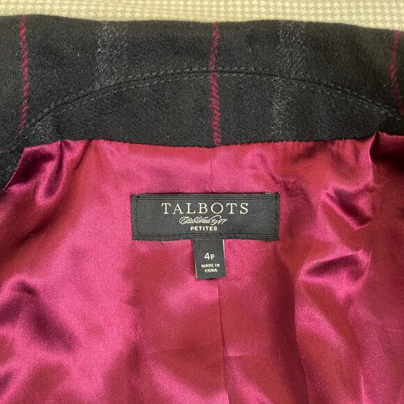 Talbots Sz 4P Kate Fit Wool Blend Plaid Fitted Blazer Single Breasted Careerwear - Picture 8 of 16